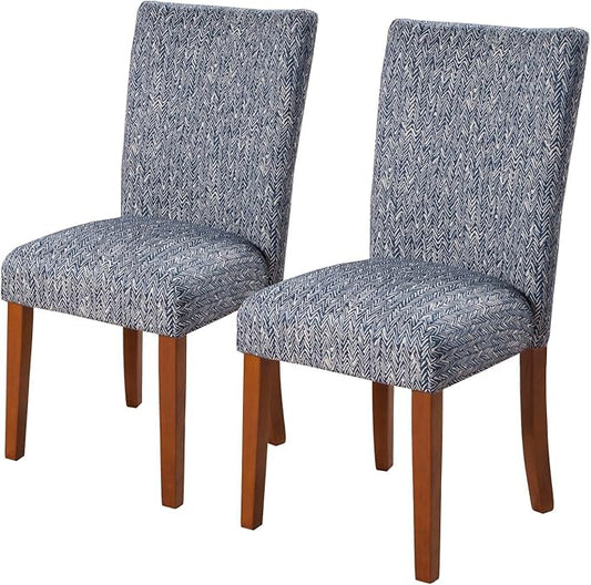 HomePop Parsons Classic Upholstered Accent Dining Chair, Set of 2, Navy