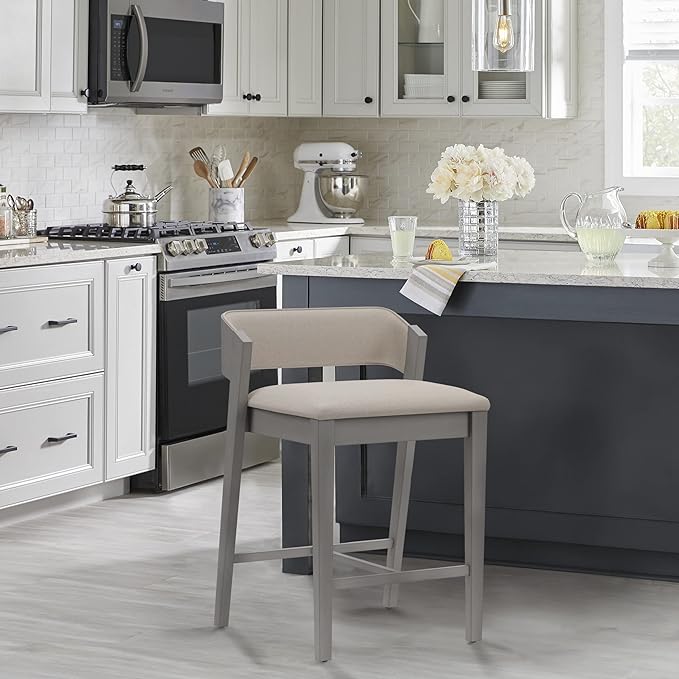 Hillsdale Dresden Wood Counter Height Stool, Distressed Gray