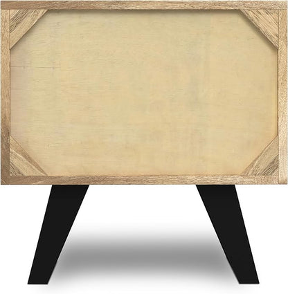 SIMPLIHOME Lowry Solid Mango Wood and Metal 22 inch Wide Rectangle Modern Industrial Side Table in Natural for The Living Room and Bedroom