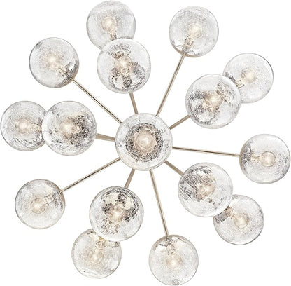 KICHLER Silvarious 16-Light Convertible Chandelier, Soft Modern Light with Clear Crackled Glass in Polished Nickel, for Dining Room, Living Room or Foyer (26" x 38"), 52702PN