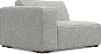 SIMPLIHOME Rex Modular Sofa and Ottoman Set in 100% Recycled Polyester Tightly Woven Performance Fabric, Pale Grey, 122-inch-wide 3-Seater Couch and Matching 34-inch-wide Ottoman for Living Room