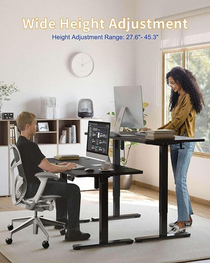 YIHAYO Electric Standing Desk, 55 x 24 Inches Stand Up Desk with Splice Board, Computer Desk for Home Office, Black Frame/Black Top
