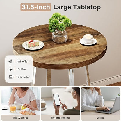 Tribesigns Round Bar Table, 40.2" High Bistro Pub Table with Crossed Metal Legs, Counter Height Cocktail Table for Home Bar, Living Room, Small Space