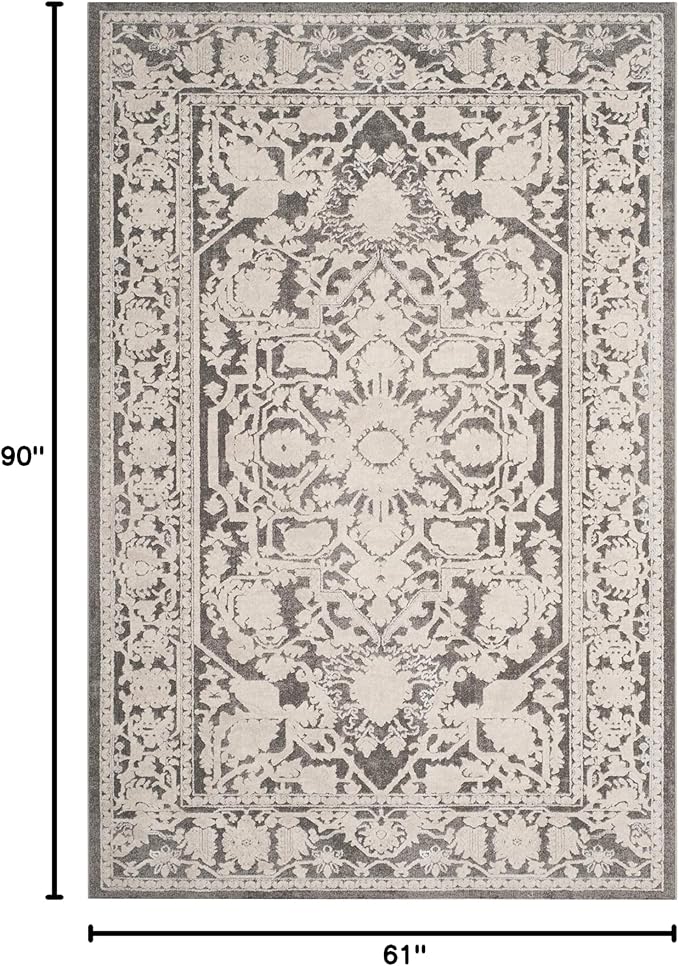 SAFAVIEH Reflection Collection Area Rug - 5'1" x 7'6", Dark Grey & Cream, Non-Shedding & Easy Cleaning, Ideal for Living Room, Bedroom (RFT665B)