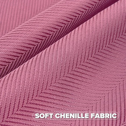 FUTEI Hot Pink Chenille Throw Pillow Covers 20x20 Inch Set of 2,Soft Wide Chevron Textured Cushion Case,Farmhouse Home Decor for Couch Bed Living Room