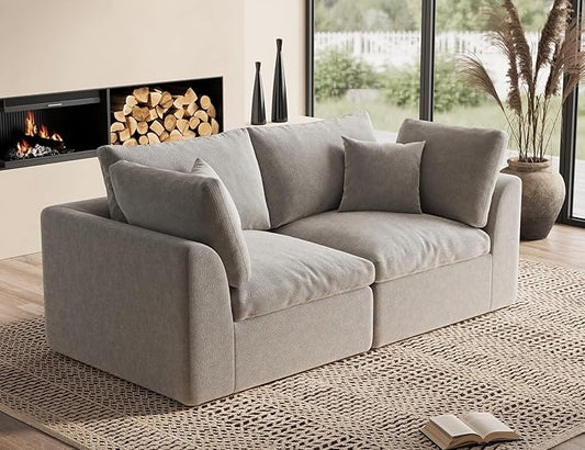 78.9" Loveseat Sofa, Cloud Boneless Couches for Living Room, Modern Modular Sectional Sofa, Oversized, Light Grey