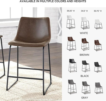 Signature Design by Ashley Centiar 24" Counter Height Modern Bucket Barstool 2 Count, Brown