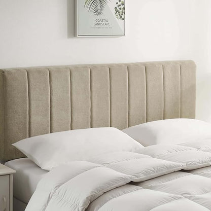 Nestl Upholstered Full Headboard - Easy Assemble Channel Stitched Headboard Full Size - Wall Mounted Headboards with 3D Soundproof Wall Panels Peel & Stick Floating Headboards, Linen