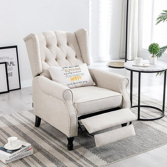 Wingback Recliner Chair, Modern Accent Arm Chair for Living Room/Bedroom/Office/Home Theater, Beige