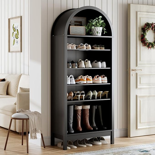 Shoe Cabinet, 70" Tall Arched Shoe Rack with 3 Adjustable Shelves, 7-Tier Large Freestanding Shoe Storage Organizer for Entryway, Closet, Hallway, Living Room