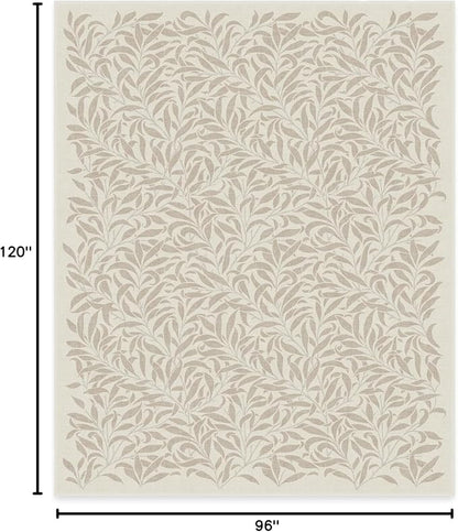 RUGGABLE x Morris & Co Machine Washable Area Rug – Pure Willow Boughs Natural 8x10, Stain-Resistant, Non-Slip – Large Rugs for Living Room, Bedroom, Hallway, Entryway & Office–with Cushioned Pad