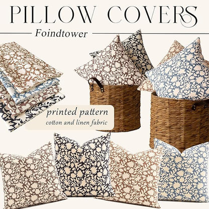 Foindtower Set of 2 Decorative Neutral Floral Throw Pillow Covers Accent Farmhouse Cushion Covers Boho Pillowcase for Couch Sofa Bedroom Living Room Home Decor,12×20 Inch,Light Orange Brown