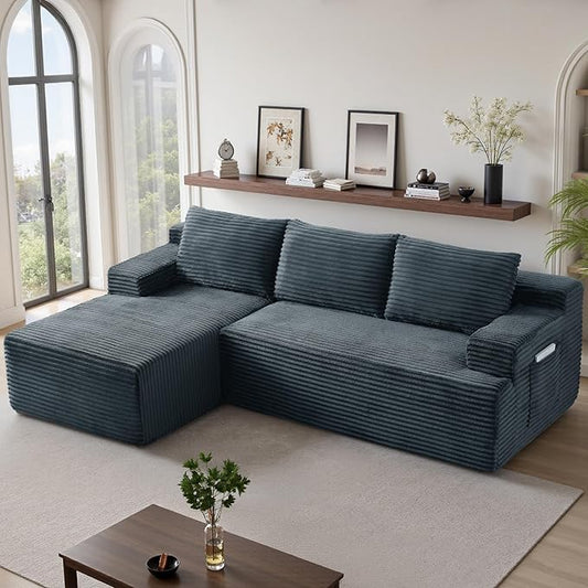 96''Sectional Couches for Living Room,Modern Modular Sectional Sofa,Upholstered Boneless Couch with Pockets,Comfy Cloud Couch with L Shaped Chaise(Dark Grey, 96''W Left Facing Chaise)
