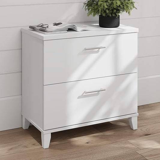 Bush Furniture 2 Drawer Lateral File Cabinet, Letter and Legal-Size Document Storage for Home or Professional Office, Somerset Collection, White