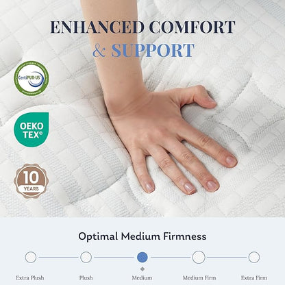 Twin Mattress, 10 Inch Twin Size Hybrid in a Box, Medium Feel Foam and Individual Pocket Springs, Fiberglass Free Bed, Extra Edge Support, Pressure Relief, CertiPUR-US, Blue