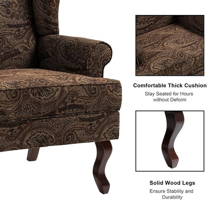 Accent Chair, High Back Upholstered Armchair with High Resilience Sponge & Wood Legs, Mid-Century Modern Comfy Single Sofa Reading Chairs for Living Room, Bedroom (Cranberry, Set of 1)