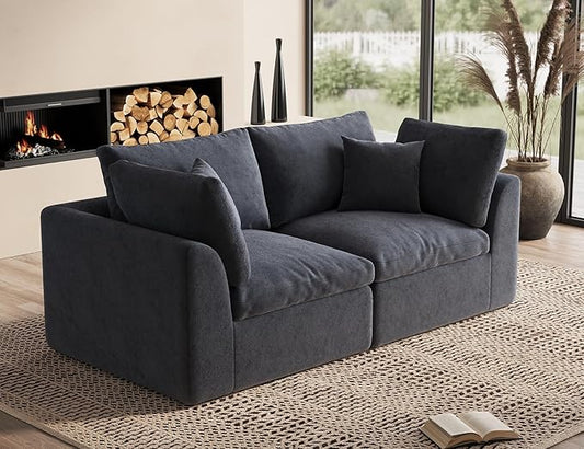 78.9" Loveseat Sofa, Cloud Boneless Couches for Living Room, Modern Modular Sectional Sofa, Oversized, Grey