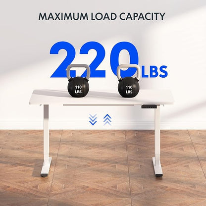 FLEXISPOT E6 3-Stage Dual Motor 60 x 24 Electric Standing Desk Sit Stand Up Desk, Holds 220 lbs, Adjustable Height w/Memory Presets, One-Piece White Desktop & White Frame, Ships in 2 Boxes