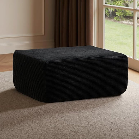 Removable Ottoman Can be Footrest Or Side Table, Idea for Living Room Bedroom Balcony(Corduroy Fabric, Black)