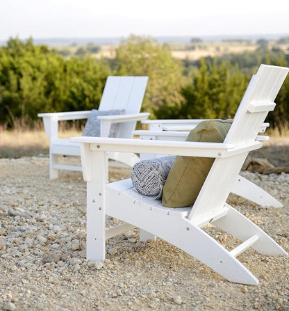 POLYWOOD AD420WH Modern Adirondack Chair, White, Durable High Density Polyethylene Construction, Easy Assembly, Waterproof, Comfortable Contoured Seat