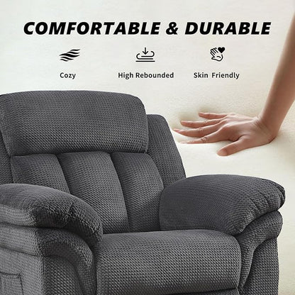 CANMOV Recliner Sofa Set, Manual Reclining Sofa with Overstuffed Armrest for Living Room,Bedroom Furniture,Office,3 Seat Grey