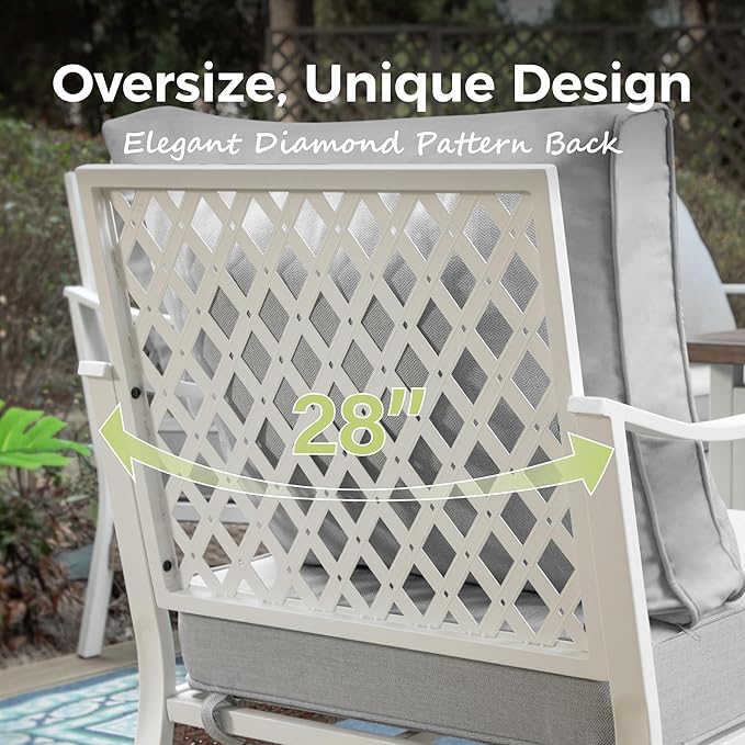 Patio Swivel Chairs Set of 2, Outdoor Sofa Chairs with Deep Seating and 5.5" Cushions, Steel Frame Porch Furniture for Lawn Backyard Deck, Light Grey
