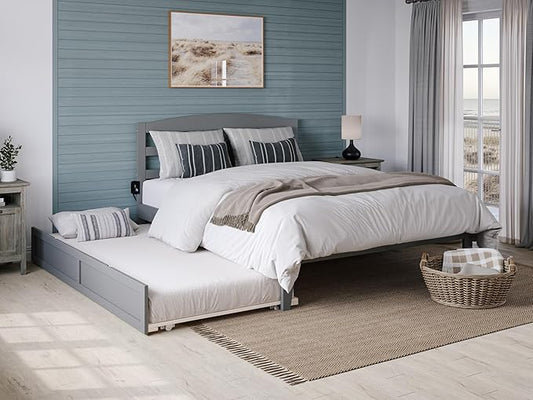 AFI, Warren Queen Platform Bed with Twin XL Trundle, Grey