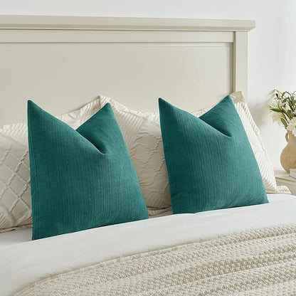 FUTEI Teal Decorative Throw Pillow Covers 12x20 Inch Set of 2,Soft Cozy Wheat Ear Striped Patterns Lumbar Pillow Cases,Modern Home Decor for Couch Bed Living Room