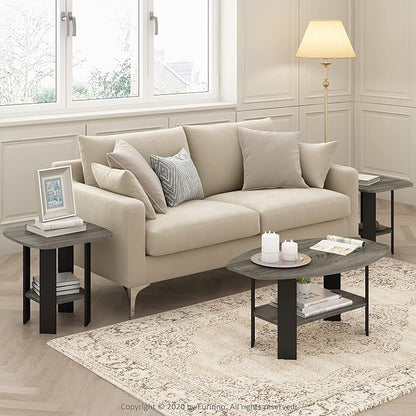 Furinno Simple Design Coffee Table, French Oak Grey/Black