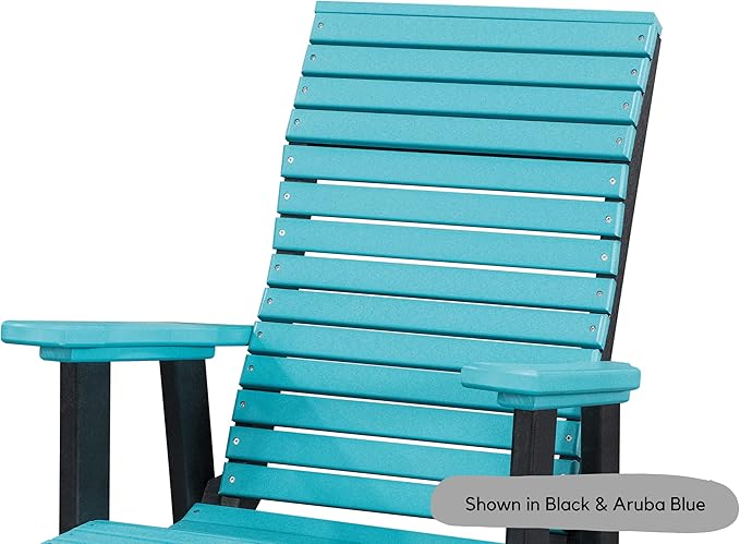 DutchCrafters Modern Horizontal Slat High Back Poly Adirondack Swivel Glider Outdoor Patio Chair (Tudor Brown & Weatherwood)