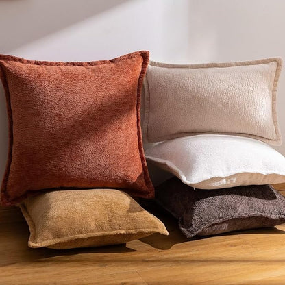 Burnt Orange Fall Decorative Throw Pillow Covers 12x20 Inch Set of 2 Cozy Soild Chenille Cushion Cases Soft Textured Lumbar Couch Pillows Cover Boho Accent Farmhouse Pillowcases for Bed