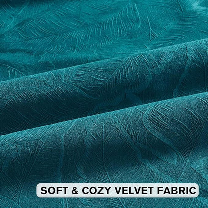 FUTEI Teal Velvet Throw Pillow Covers 24x24 Inch Set of 2,Soft Embossed Leaf-Relief Textured European Cushion Cases,Natural Home Decor for Couch Living Room