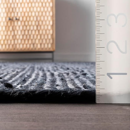 nuLOOM 6x9 Rigo Jute Hand Woven Area Rug, Navy, Solid Farmhouse Design, Natural Fiber, For Bedroom, Living Room, Dining Room, Hallway, Office, Kitchen, Entryway
