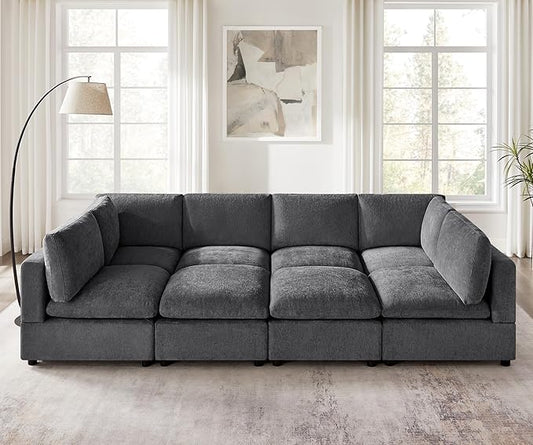 VANOMi Modular Sectional Sofa, Convertible Sofa Couch Modular Sofa with Ottoman, Sectional Sofas for Living Room Small Apartments