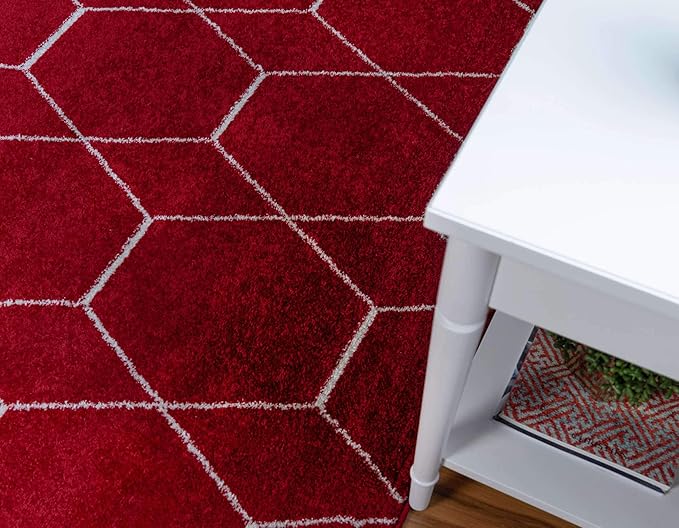 Unique Loom Trellis Frieze Collection Area Rug - Geometric (4' 1" x 6' 1", Red/ Ivory)