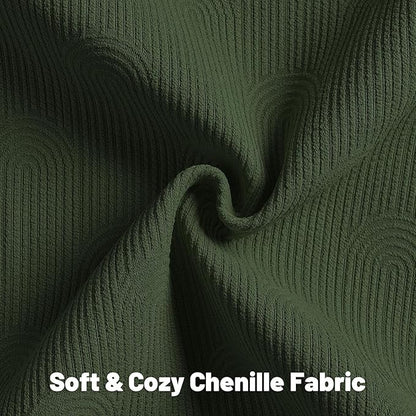 FUTEI Christmas Dark Green Chenille Decorative Throw Pillow Covers 20x20 Inch Set of 2,Soft Cozy Striped Geometric Patterns Cushion Cases,Modern Home Decor for Couch Bed Living Room