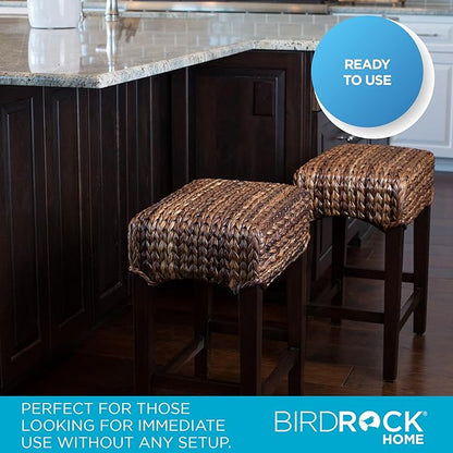Bird Rock Home Seagrass Backless Counter Stool | Set of 2 | Handwoven | Natural Fibers | Fully Assembled