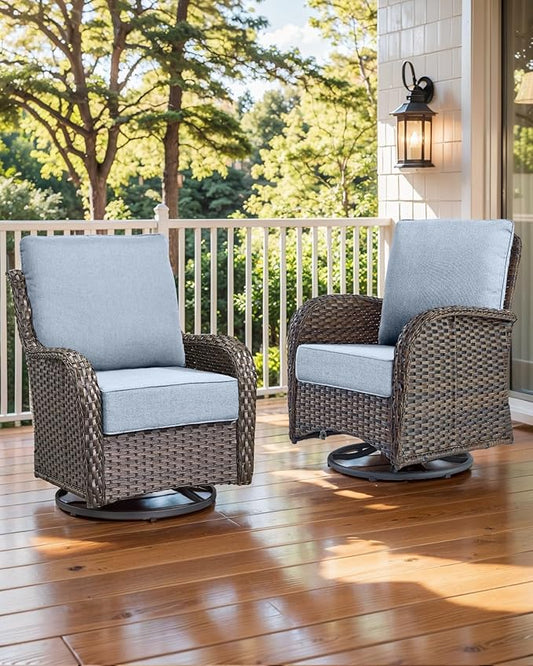 Luxury 22x24/22x25 6-Inch Outdoor Cushions - Water Resistant 1 Set Zippered Patio Chair Cushion for Wicker Dining Rocking Swivel Chairs Loveseat Couch Sectional Sofa - Baby Blue