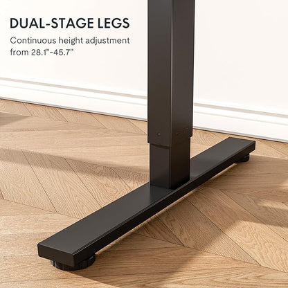 FLEXISPOT EN1 Whole-Piece Standing Desk, 60"x24" Electric Sit Stand Desk for Home Office (Black Frame + Maple Top, 2 Packages)