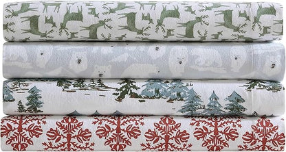 Eddie Bauer - Flannel Sheets Twin Size, Anti-Pilling & Wrinkle Resistant Cotton, Touchably Soft for All-Season Comfort - Bed Sheets with Matching Pillowcase & Fitted Sheet (Explorer Bears Grey)