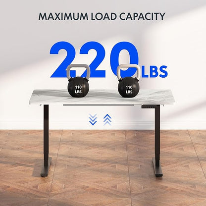 FLEXISPOT E6 3-Stage Dual Motor Electric Standing Desk 48 x 30 Sit Stand Up Desk, Holds 220 lbs, Adjustable Height w/Memory Presets, One-Piece Marble Grey Desktop & Black Frame, Ships in 2 Boxes