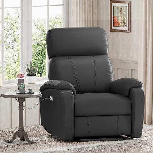 FLEXISPOT X3 Power Recliner Chair, Adjustable Electric Recliner with USB Port, Thick Cushion & Padded Back, Comfortable Faux Leather Chair for Living Room Bedroom Home Theater (Black)