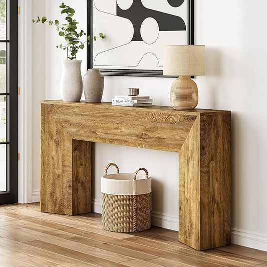 LITTLE TREE Console Table for Entryway, 63 Inches Extra Long Brown Wooden Sofa Table for Living Room, Modern Hallway Foyer Table for Entrance, Easy Assembly