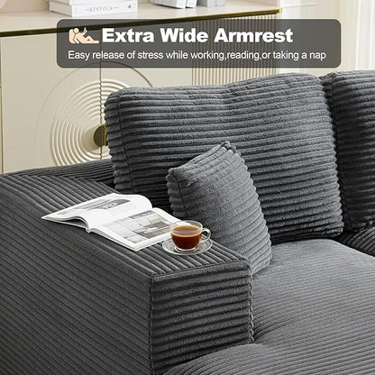 Cloud Modular Sectional Sleeper Sofa,U-Shape Modern Boneless Sectional Couch with Deep Seat,Upholstered Couches for Living Room Bedroom,No Assembly Required,Grey