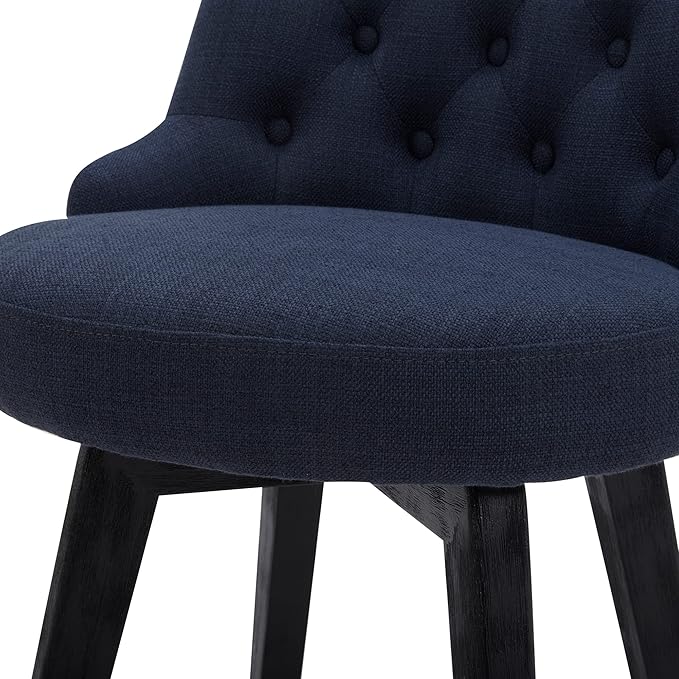 Watson & Whitely Counter Height Bar Stools, Performance Fabric Upholstered Modern Swivel Barstool with Back, Solid Wood Legs, 26" H Seat, Insignia Blue