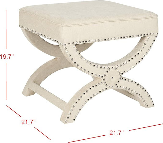Safavieh MCR4645 Mystic Upholstered Ottoman Color: Cream