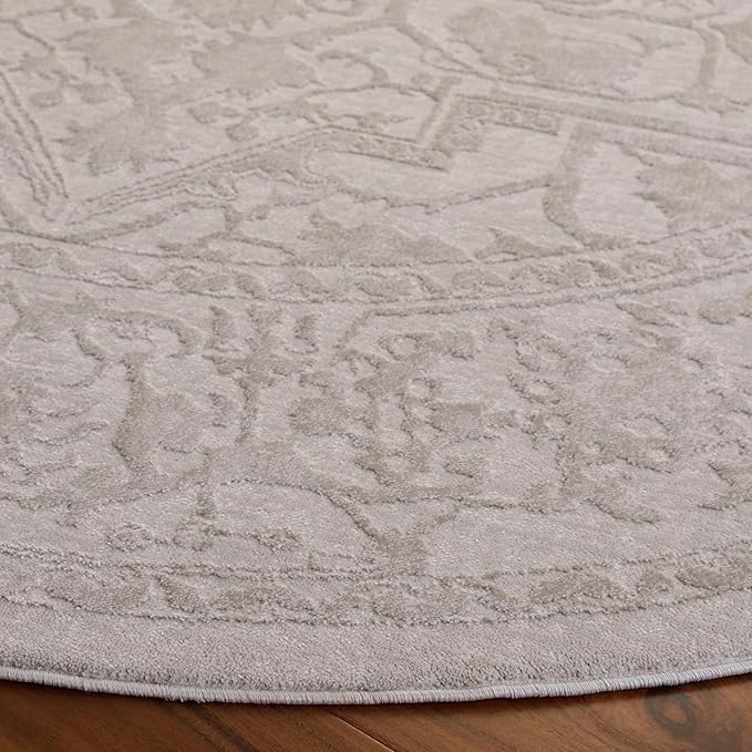 SAFAVIEH Area Rug 5' Round - Reflection Collection - Cream & Ivory, Non-Shedding & Easy Cleaning, Ideal for Living Room, Bedroom (RFT665D)