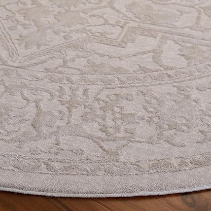 SAFAVIEH Area Rug 8' Round - Reflection Collection - Large - Cream & Ivory, Non-Shedding & Easy Cleaning, Ideal for Living Room, Bedroom (RFT665D)