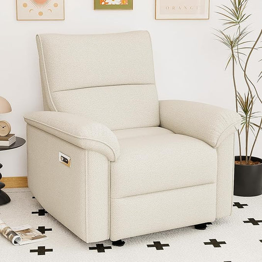 Power Lazy Boy Recliner Chair, Zero Wall Hugger Nursing Recliner for Living Room with USB Port, Lazy Recliners Chair for Adults, Reclining Armchair for Small Space/Bedroom/Apartment (Beige)