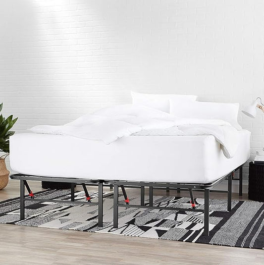 Amazon Basics Bed Frame with Storage, Foldable Metal Platform, Sturdy Steel, No Box Spring Needed, 14 inches High, Tool-Free Setup, Full Size, Black
